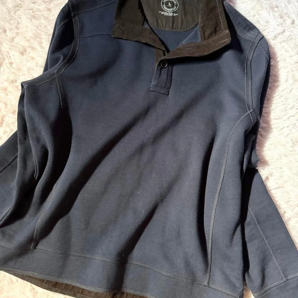 Navy Gorpcore Utility Functional Outdoorsman 1/4 Button Pullover Mens L Rugged